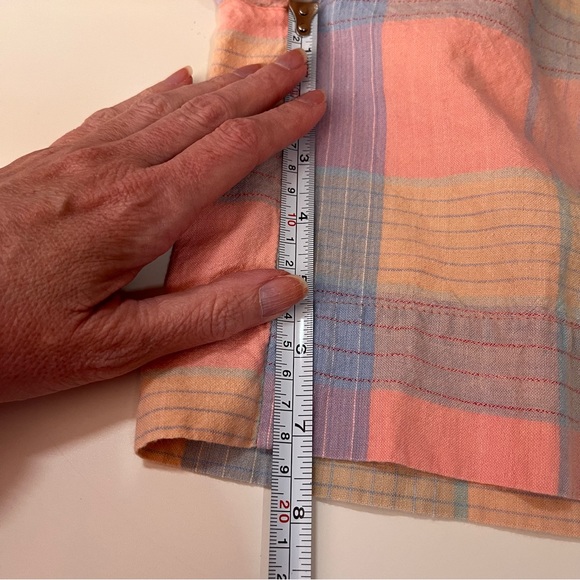 Vintage 80 90 Snazz peach blue preppy Plaid high Waist Bermuda Shorts - Picture 13 of 17